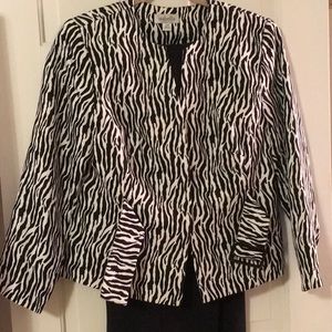 NWT, ISABELLA WOMAN SUIT,14W,PANT SUIT,Black&White zebra print,straight leg pant